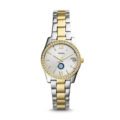 Women's Fossil Silver Seattle Mariners Fossil Scarlette Two-Tone Stainless Steel Watch