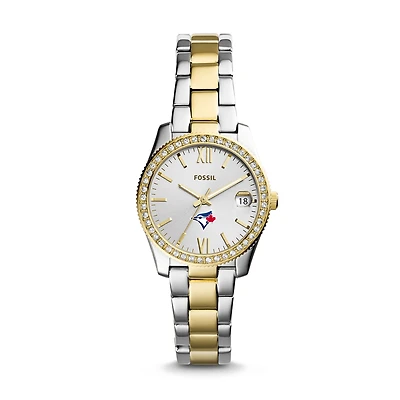 Women's Fossil Silver Toronto Blue Jays Fossil Scarlette Two-Tone Stainless Steel Watch