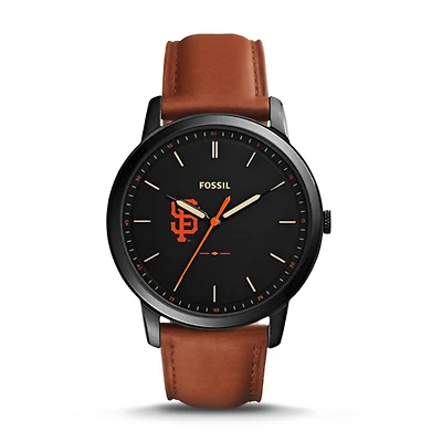 Men's Fossil Brown San Francisco Giants Minimalist Leather Watch