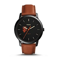 Men's Fossil Brown San Francisco Giants Minimalist Leather Watch