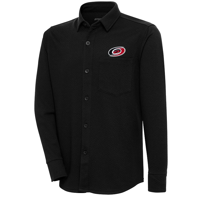 Men's Antigua  Black Carolina Hurricanes Streamer Button-Up Shacket