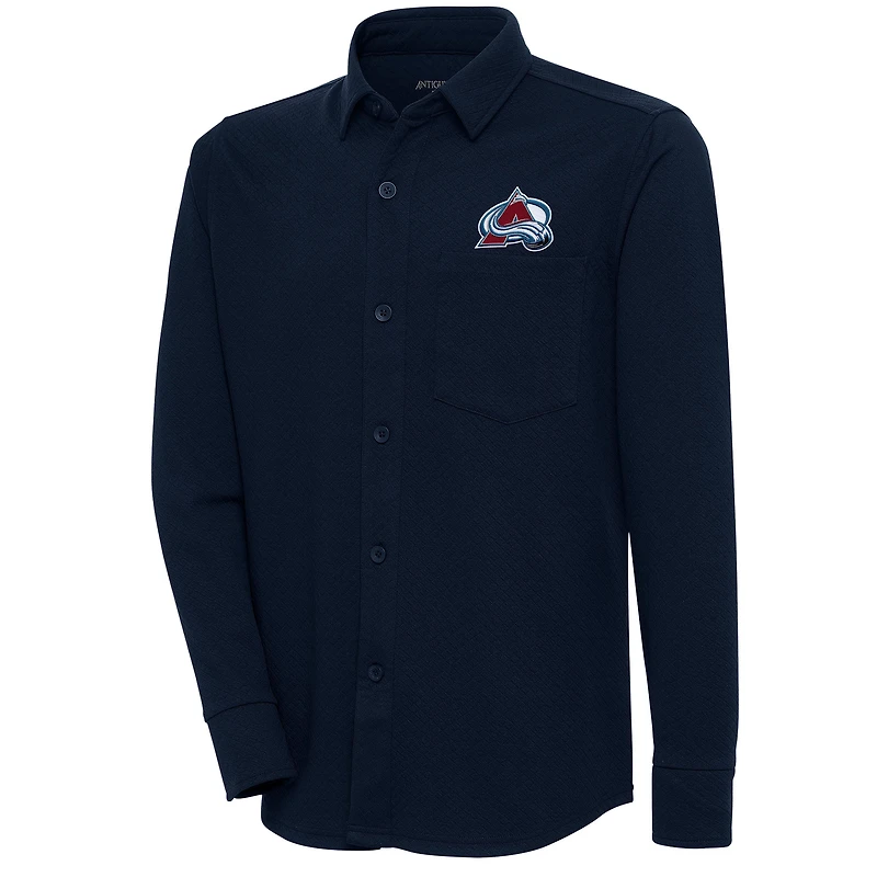 Men's Antigua  Navy Colorado Avalanche Streamer Button-Up Shacket