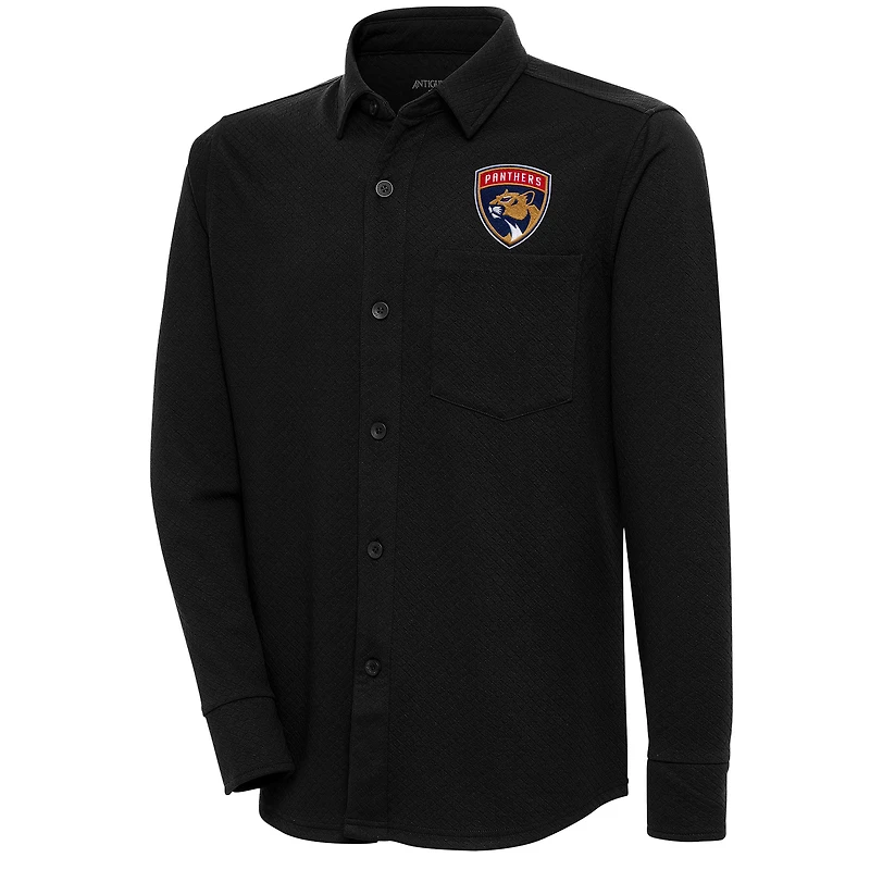Men's Antigua  Black Florida Panthers Streamer Button-Up Shacket