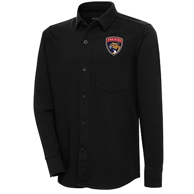Men's Antigua  Black Florida Panthers Streamer Button-Up Shacket