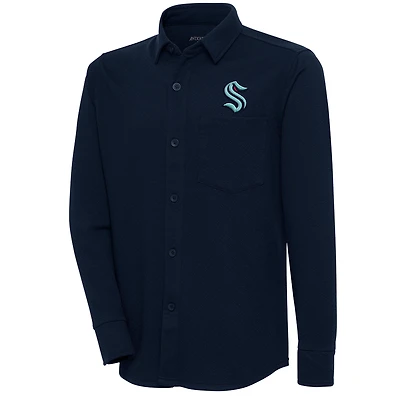 Men's Antigua  Deep Sea Blue Seattle Kraken Streamer Button-Up Shacket
