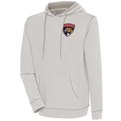Men's Antigua  Oatmeal Florida Panthers Axe Bunker Tri-Blend Pullover Hoodie