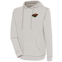 Men's Antigua  Oatmeal Minnesota Wild Axe Bunker Tri-Blend Pullover Hoodie