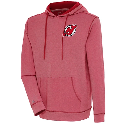 Men's Antigua  Red New Jersey Devils Axe Bunker Tri-Blend Pullover Hoodie