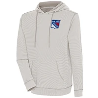 Men's Antigua  Oatmeal New York Rangers Axe Bunker Tri-Blend Pullover Hoodie