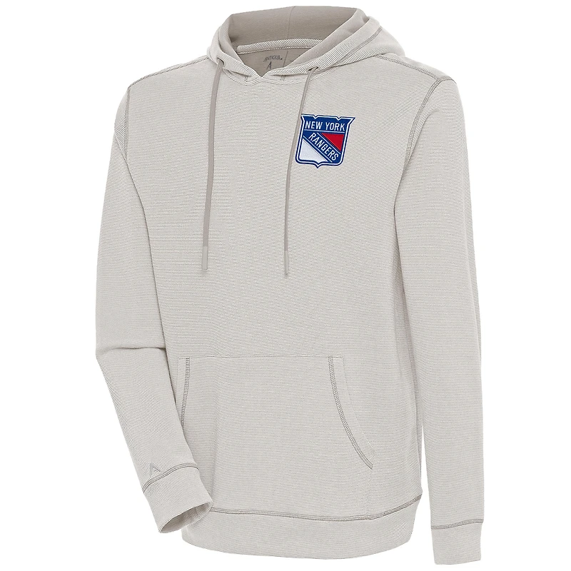 Men's Antigua Oatmeal New York Rangers Axe Bunker Tri-Blend Pullover Hoodie