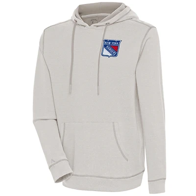 Men's Antigua  Oatmeal New York Rangers Axe Bunker Tri-Blend Pullover Hoodie
