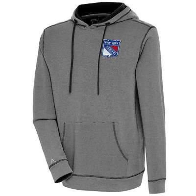 Men's Antigua  Black New York Rangers Axe Bunker Tri-Blend Pullover Hoodie