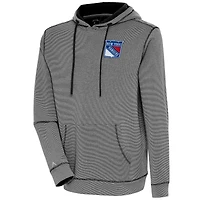Men's Antigua  Black New York Rangers Axe Bunker Tri-Blend Pullover Hoodie