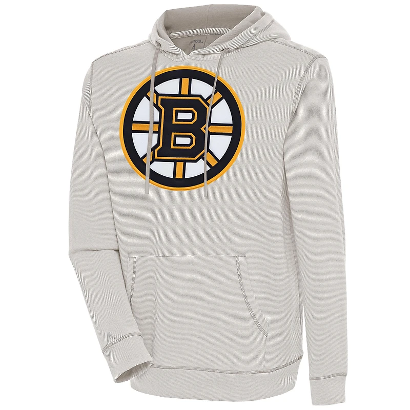 Men's Antigua  Oatmeal Boston Bruins Axe Bunker Tri-Blend Pullover Hoodie