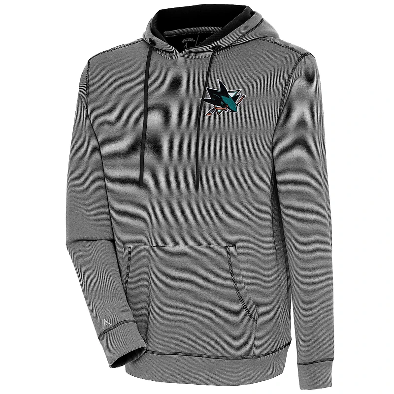 Men's Antigua  Black San Jose Sharks Axe Bunker Tri-Blend Pullover Hoodie