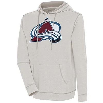 Men's Antigua  Oatmeal Colorado Avalanche Axe Bunker Tri-Blend Pullover Hoodie