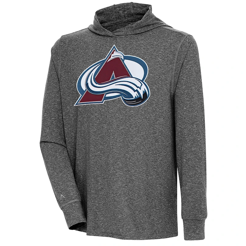 Men's Antigua  Heather Black Colorado Avalanche Saga Pullover Hoodie