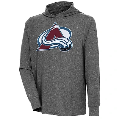 Men's Antigua  Heather Black Colorado Avalanche Saga Pullover Hoodie