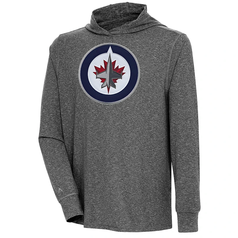 Men's Antigua  Heather Black Winnipeg Jets Saga Pullover Hoodie