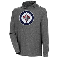 Men's Antigua  Heather Black Winnipeg Jets Saga Pullover Hoodie
