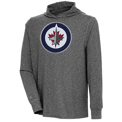 Men's Antigua  Heather Black Winnipeg Jets Saga Pullover Hoodie