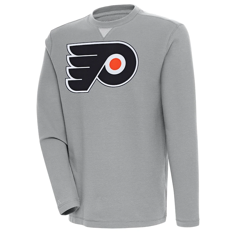 Men's Antigua  Gray Philadelphia Flyers Flier Bunker Tri-Blend Pullover Sweatshirt