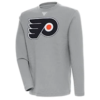 Men's Antigua  Gray Philadelphia Flyers Flier Bunker Tri-Blend Pullover Sweatshirt