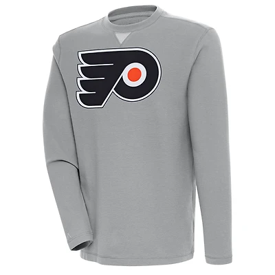 Men's Antigua  Gray Philadelphia Flyers Flier Bunker Tri-Blend Pullover Sweatshirt