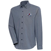 Men's Antigua  Navy Colorado Avalanche Compression Tri-Blend Button-Down Shirt