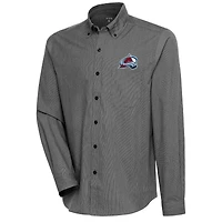 Men's Antigua  Black Colorado Avalanche Compression Tri-Blend Button-Down Shirt
