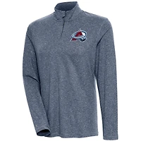 Women's Antigua  Heather Navy Colorado Avalanche Confront Quarter-Zip Pullover Top