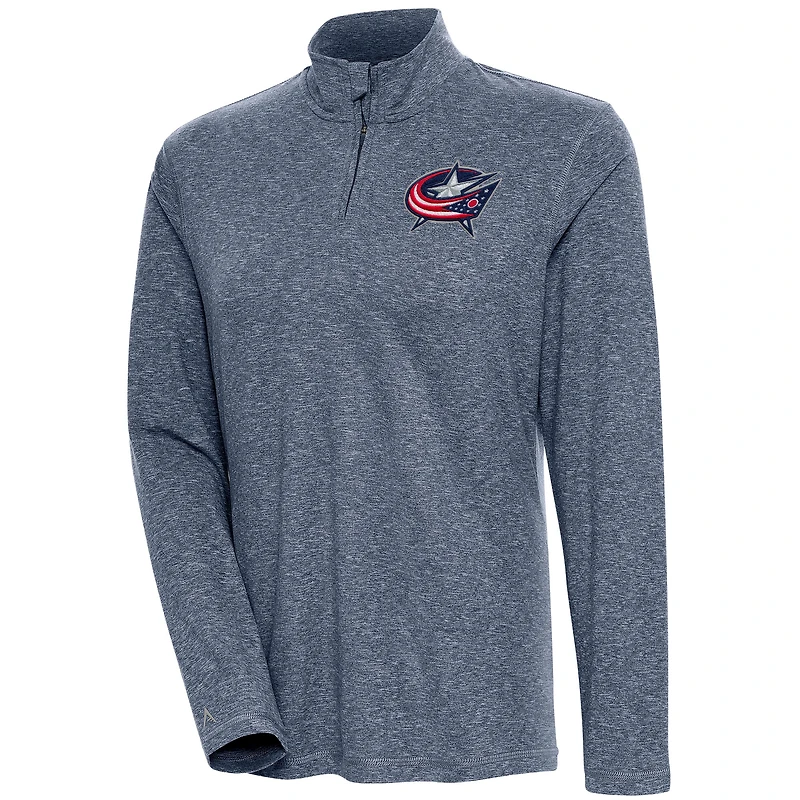 Women's Antigua  Heather Navy Columbus Blue Jackets Confront Quarter-Zip Pullover Top