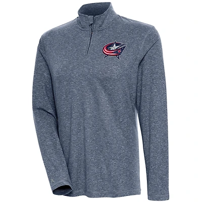 Women's Antigua  Heather Navy Columbus Blue Jackets Confront Quarter-Zip Pullover Top