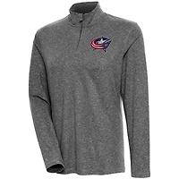 Women's Antigua  Heather Black Columbus Blue Jackets Confront Quarter-Zip Pullover Top