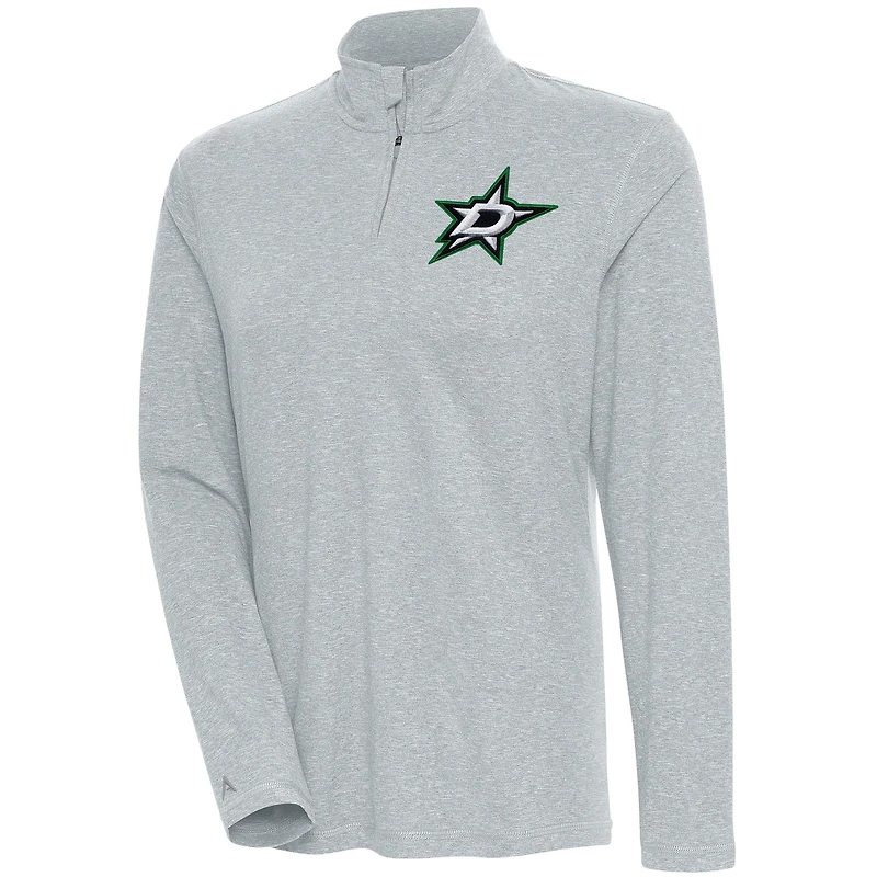 Women's Antigua  Heather Gray Dallas Stars Confront Quarter-Zip Pullover Top