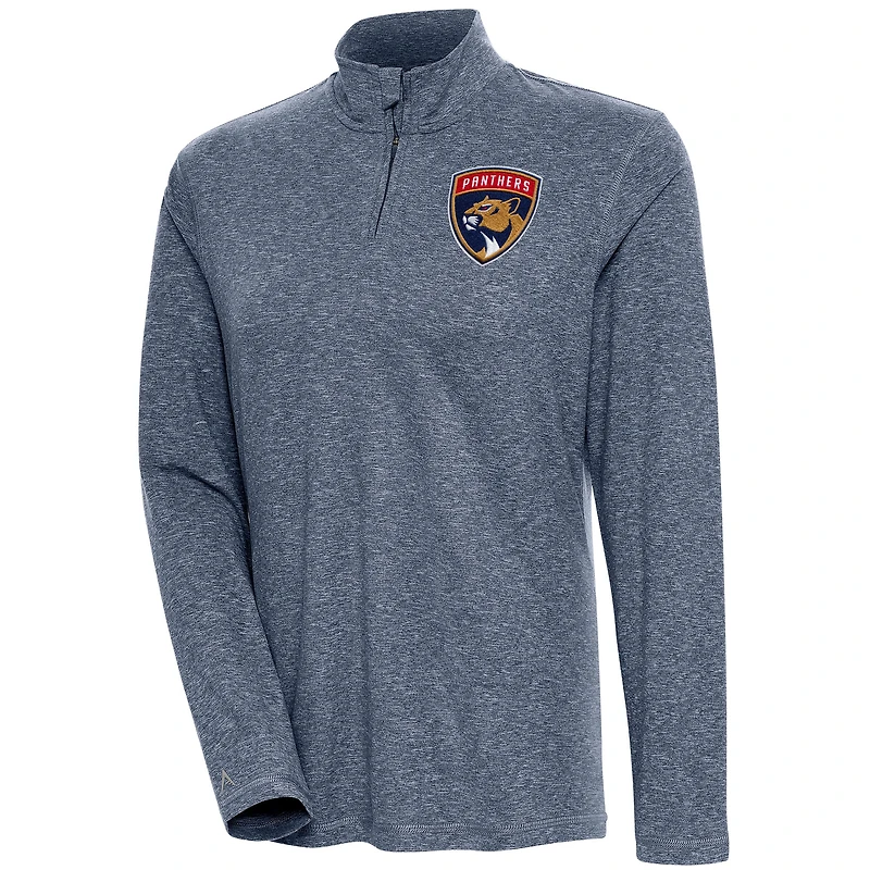 Women's Antigua  Heather Navy Florida Panthers Confront Quarter-Zip Pullover Top