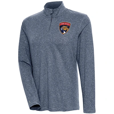 Women's Antigua  Heather Navy Florida Panthers Confront Quarter-Zip Pullover Top