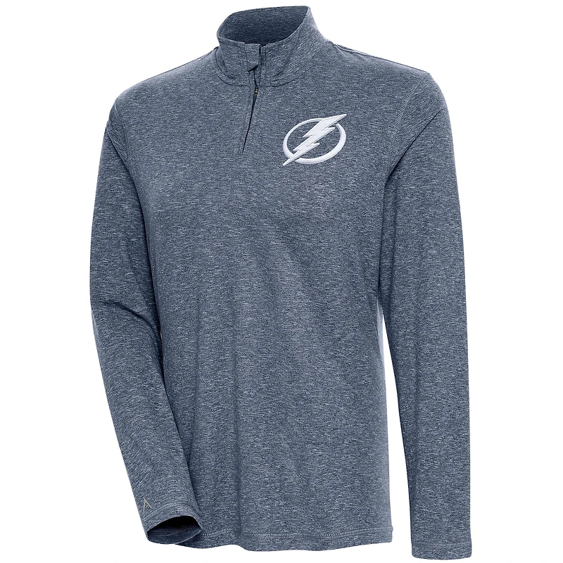 Women's Antigua  Heather Navy Tampa Bay Lightning Confront Quarter-Zip Pullover Top