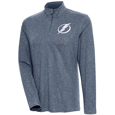 Women's Antigua  Heather Navy Tampa Bay Lightning Confront Quarter-Zip Pullover Top