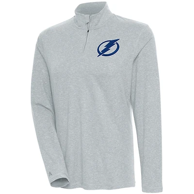 Women's Antigua  Heather Gray Tampa Bay Lightning Confront Quarter-Zip Pullover Top