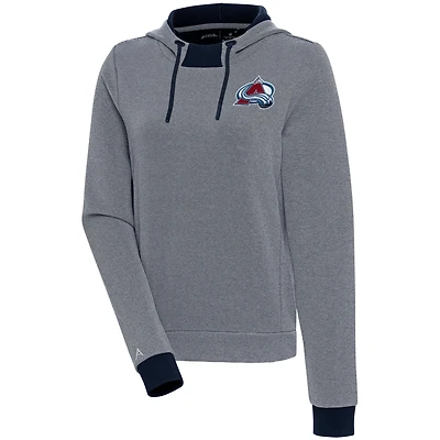 Women's Antigua  Navy Colorado Avalanche Axe Bunker Tri-Blend Pullover Hoodie