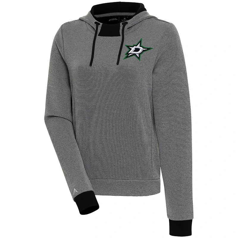 Women's Antigua  Black Dallas Stars Axe Bunker Tri-Blend Pullover Hoodie