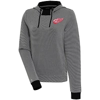 Women's Antigua  Black Detroit Red Wings Axe Bunker Tri-Blend Pullover Hoodie