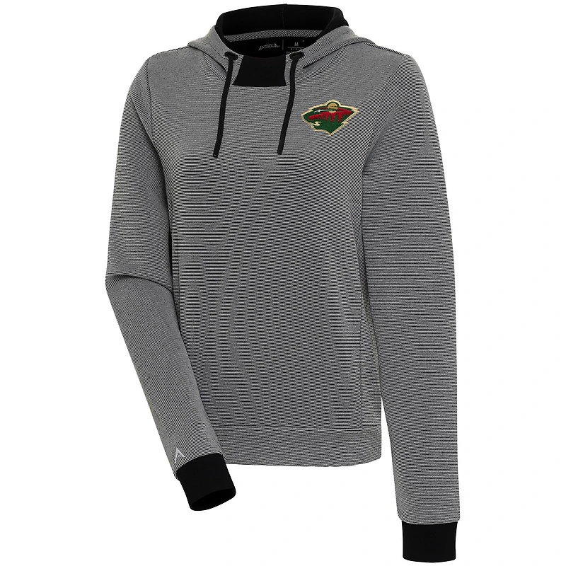 Women's Antigua Black Minnesota Wild Axe Bunker Tri-Blend Pullover Hoodie