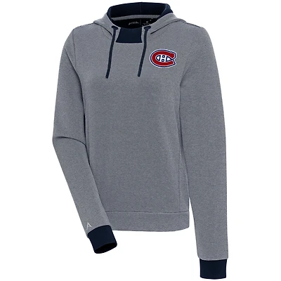 Women's Antigua  Navy Montreal Canadiens Axe Bunker Tri-Blend Pullover Hoodie