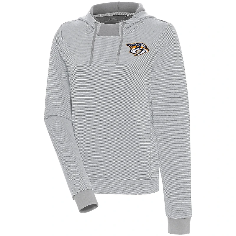 Women's Antigua  Gray Nashville Predators Axe Bunker Tri-Blend Pullover Hoodie