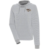 Women's Antigua  Gray Nashville Predators Axe Bunker Tri-Blend Pullover Hoodie