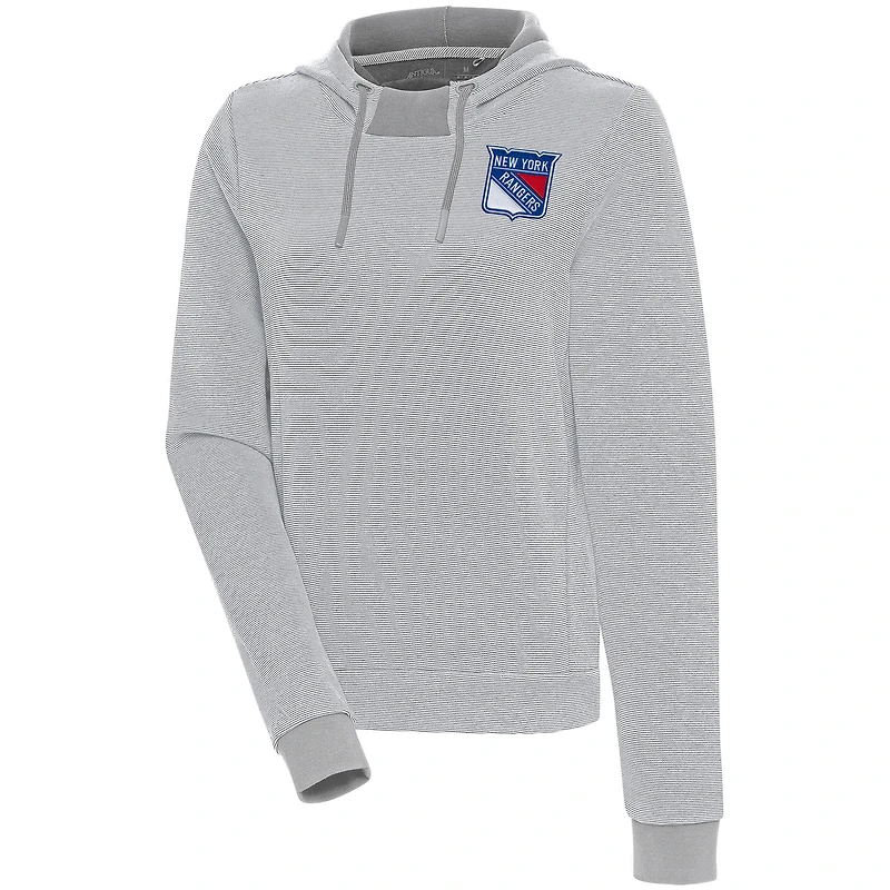 Women's Antigua  Gray New York Rangers Axe Bunker Tri-Blend Pullover Hoodie