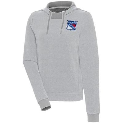 Women's Antigua  Gray New York Rangers Axe Bunker Tri-Blend Pullover Hoodie