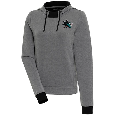 Women's Antigua  Black San Jose Sharks Axe Bunker Tri-Blend Pullover Hoodie